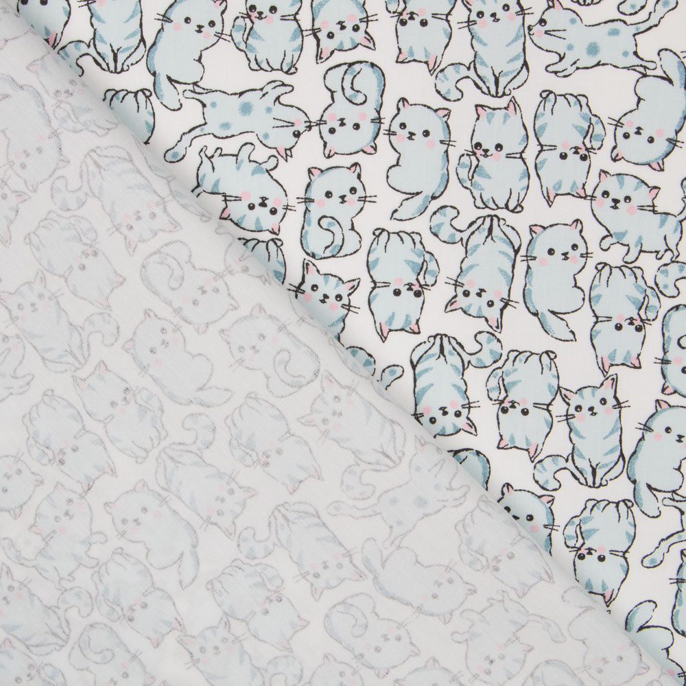 Popeline Orgânico Cats Azul - Ribes y Casals