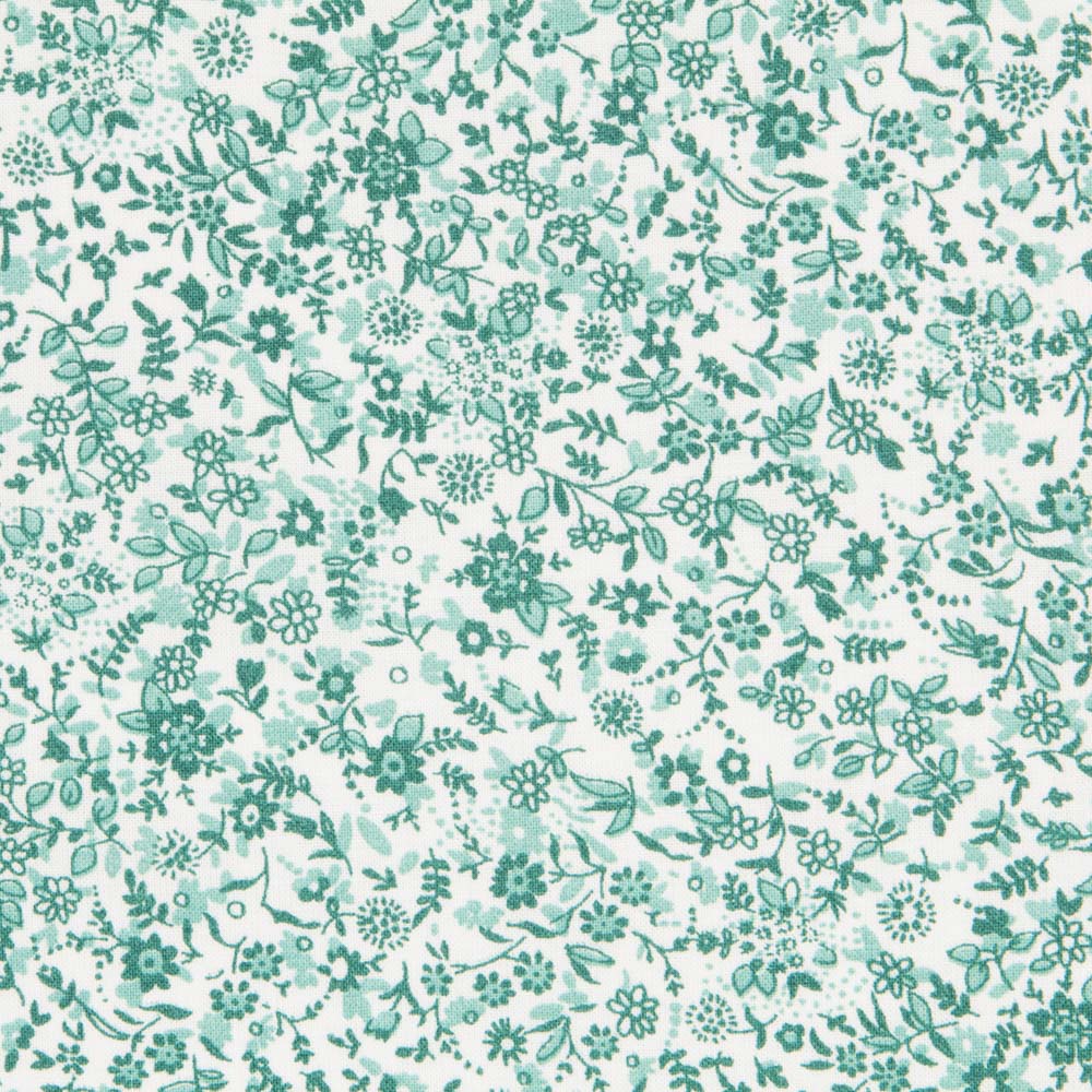 Algodão Antibacteriano Flores Verde - Ribes y Casals