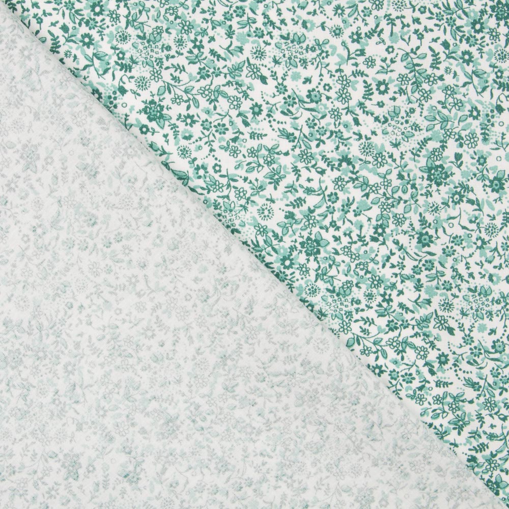 Algodão Antibacteriano Flores Verde - Ribes y Casals