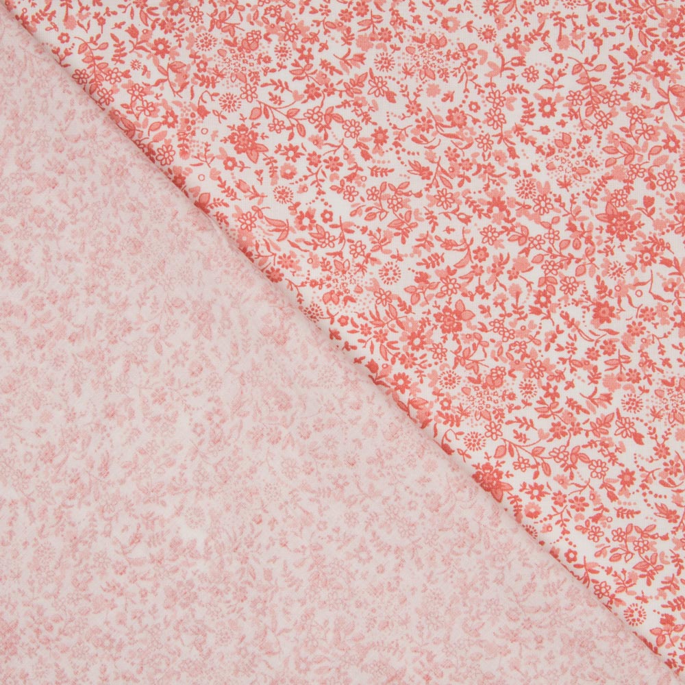 Algodão Antibacteriano Flores Coral - Ribes y Casals