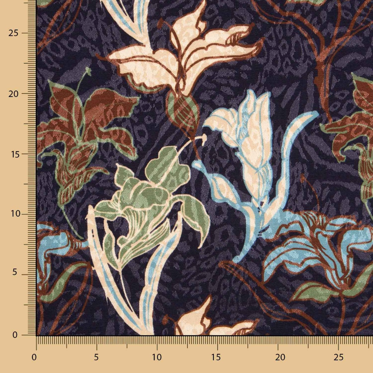 Cetim Jacquard Flor Marinho - Ribes y Casals