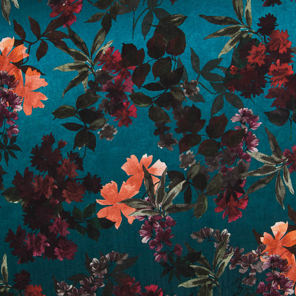 Cetim Jacquard Flor Azul - Ribes y Casals