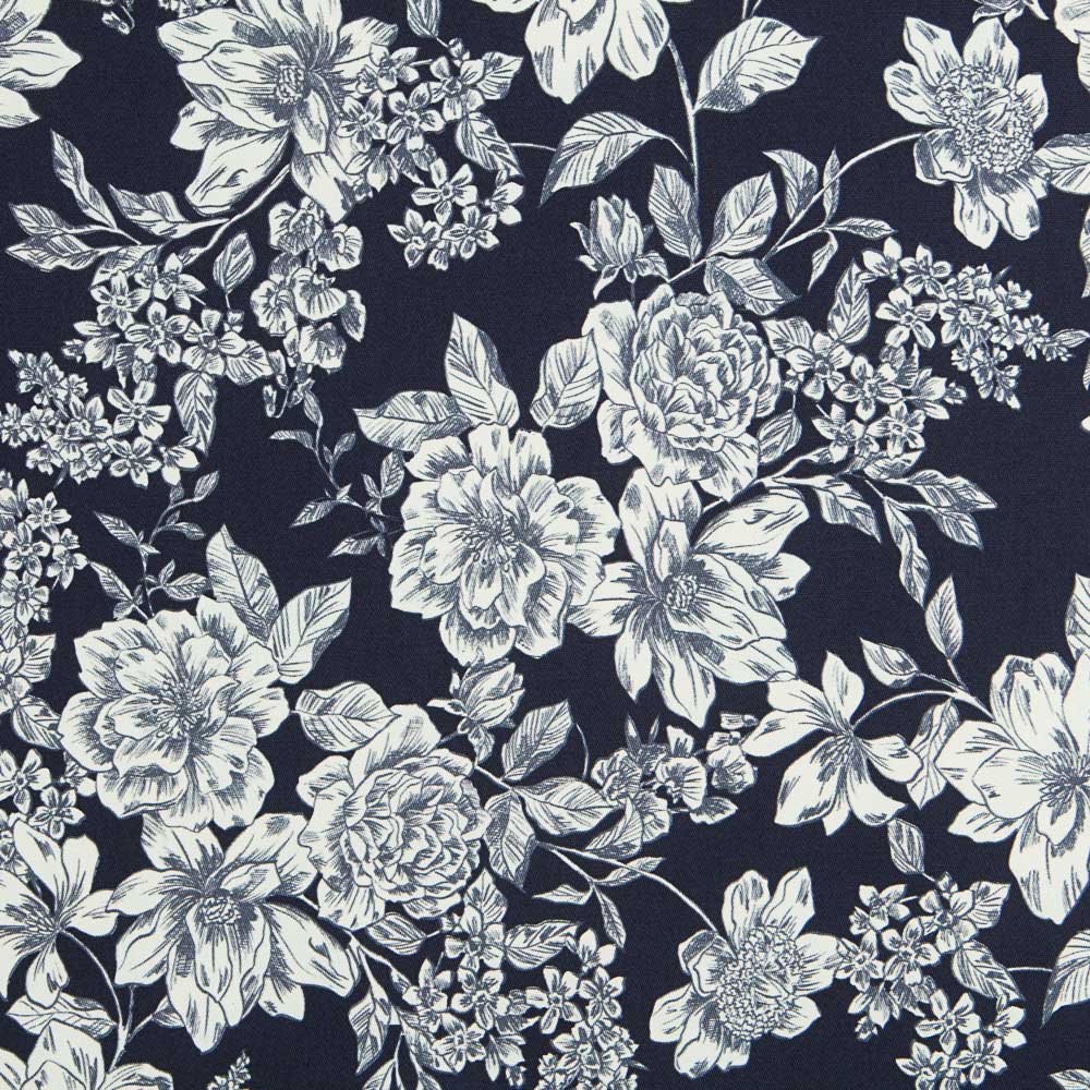 Algodão Spandex Flor Marinho - Ribes y Casals