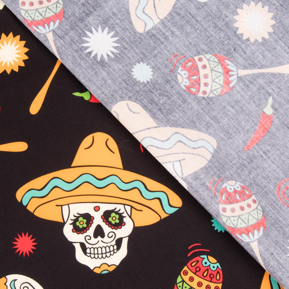 Algodón Catrina Party Negra - Ribes y Casals