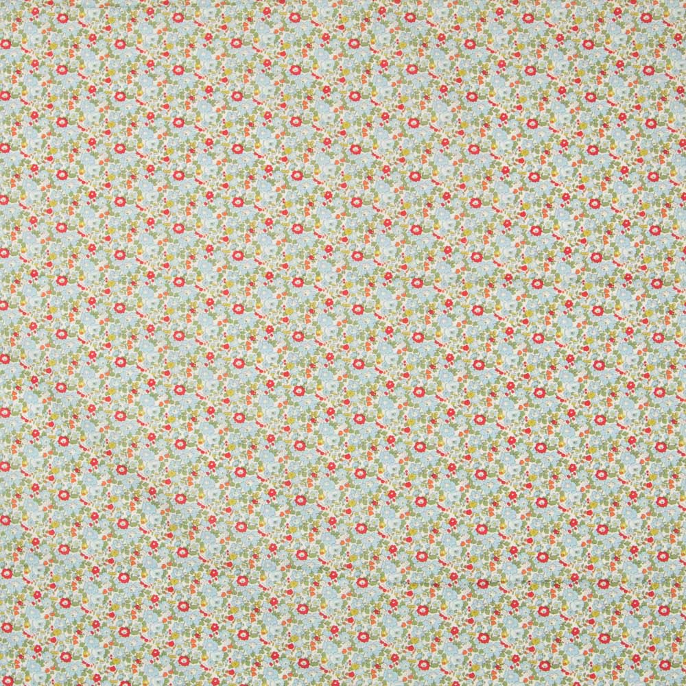 Popelín Flores Azul Rojo - Ribes y Casals