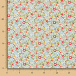 Popelín Flores Azul Rojo - Ribes y Casals