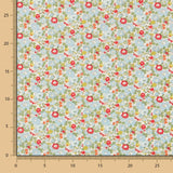 Popelín Flores Azul Rojo - Ribes y Casals