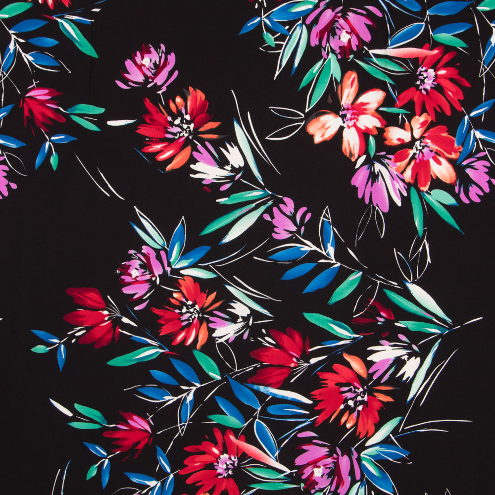 Crepe Poliéster Pinceladas Preto - Ribes y Casals