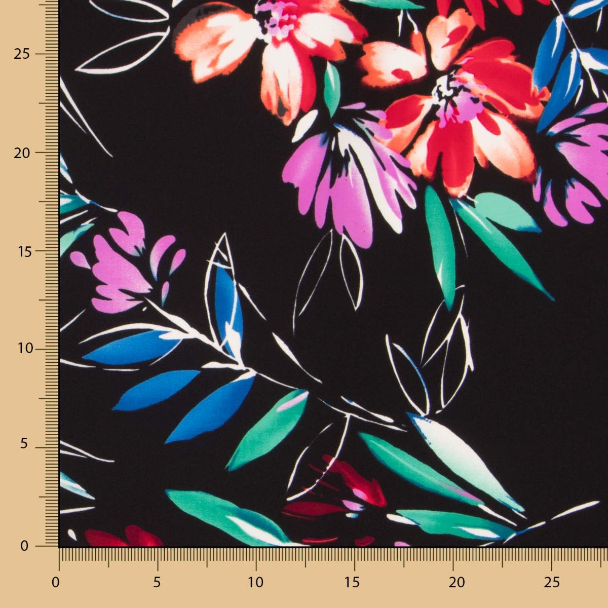 Crepe Poliéster Pinceladas Preto - Ribes y Casals