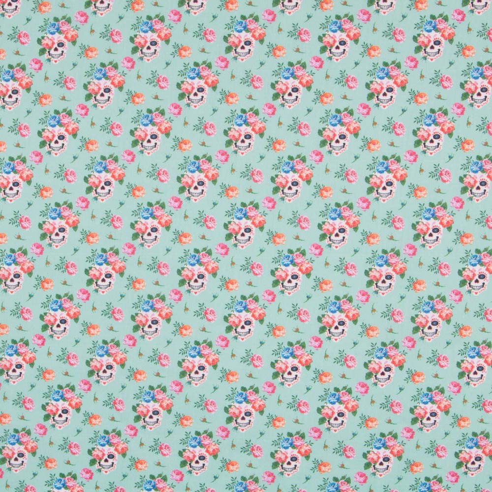 Popeline Caveiras Verde - Ribes y Casals