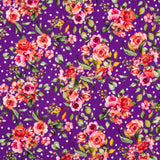 Crepe Bolinhas e Flores Roxo - Ribes y Casals