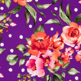 Crepe Bolinhas e Flores Roxo - Ribes y Casals