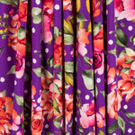 Crepe Bolinhas e Flores Roxo - Ribes y Casals