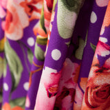 Crepe Bolinhas e Flores Roxo - Ribes y Casals