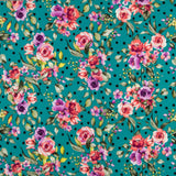 Crepe Lunares y Flores Aguamarina - Ribes y Casals