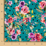 Crepe Lunares y Flores Aguamarina - Ribes y Casals