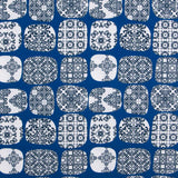 Loneta Estampada Cuadros Azulejos Azulón - Ribes y Casals
