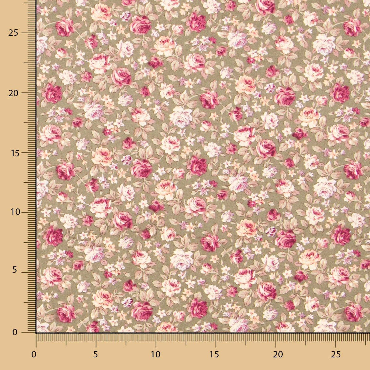 Popelín Flores Cretona Caqui - Ribes y Casals