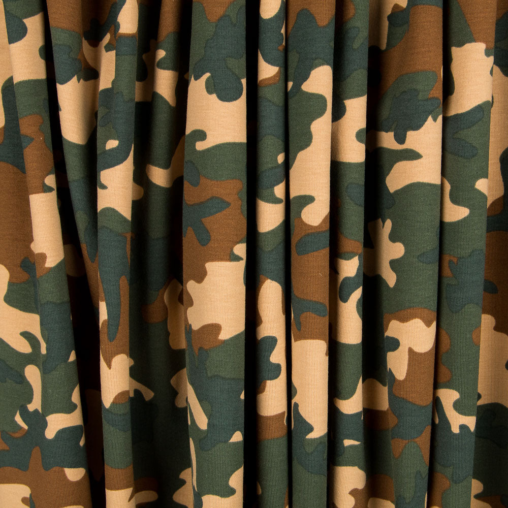 Tela Punto Algodón Camuflaje Verde - Ribes y Casals