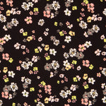 Tecido Burlington Spandex Flores Pretas - Ribes y Casals