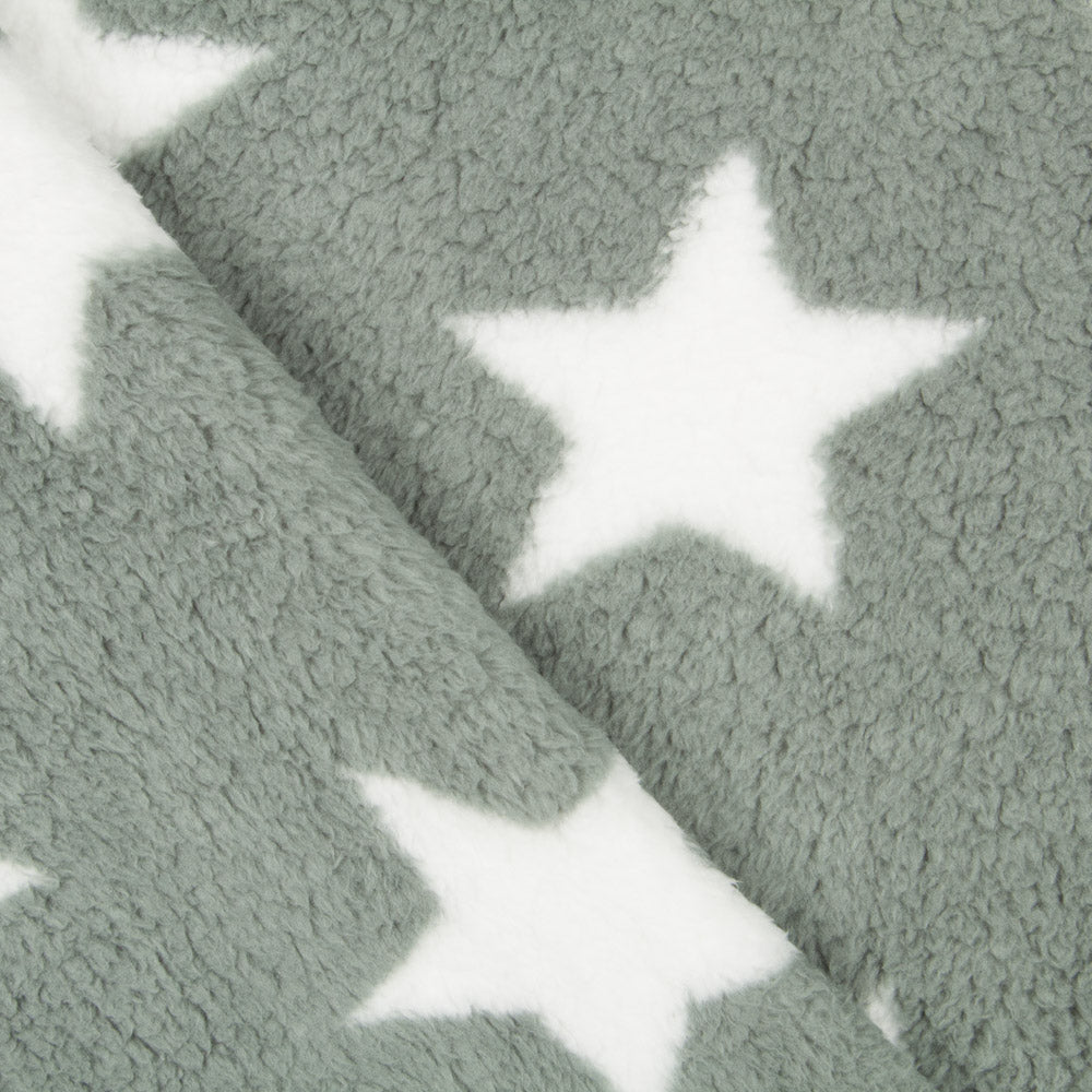 Tecido Polar Coralina Curly Stars Verde - Ribes y Casals