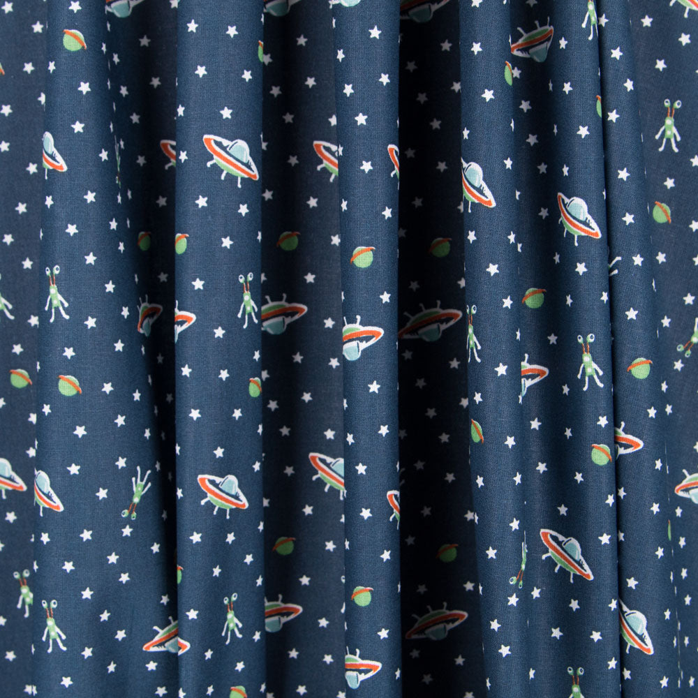 Popelín Algodón OVNIS Azul - Ribes y Casals