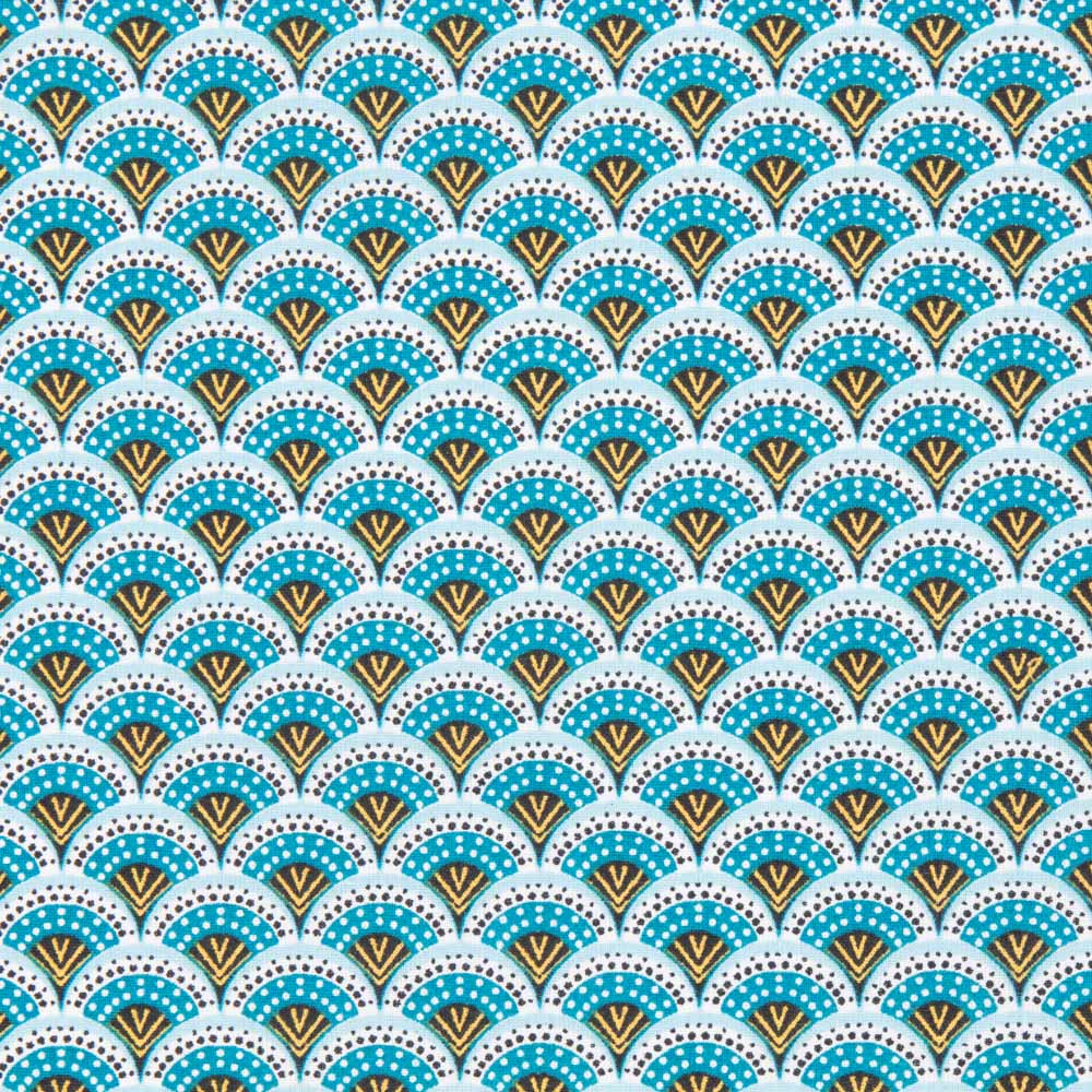 Popelín Algodón Abanico Azules - Ribes y Casals