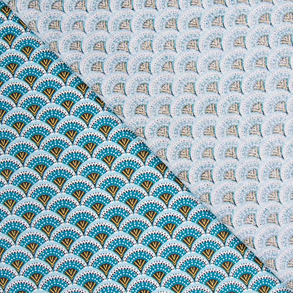 Popelín Algodón Abanico Azules - Ribes y Casals