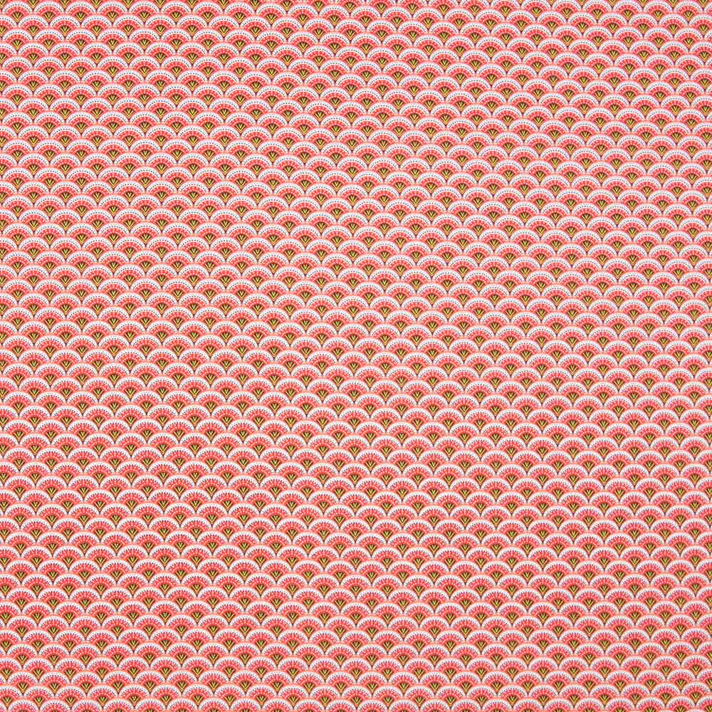 Popelín Algodón Abanico Rojos - Ribes y Casals