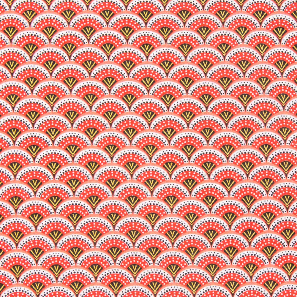 Popelín Algodón Abanico Rojos - Ribes y Casals