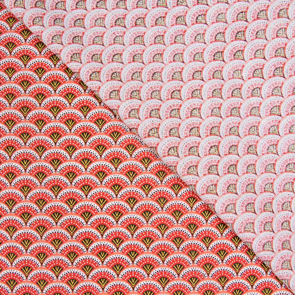 Popelín Algodón Abanico Rojos - Ribes y Casals