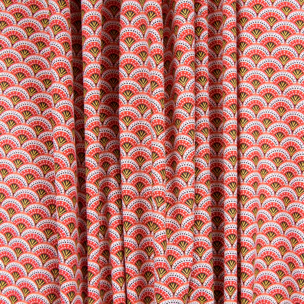 Popelín Algodón Abanico Rojos - Ribes y Casals