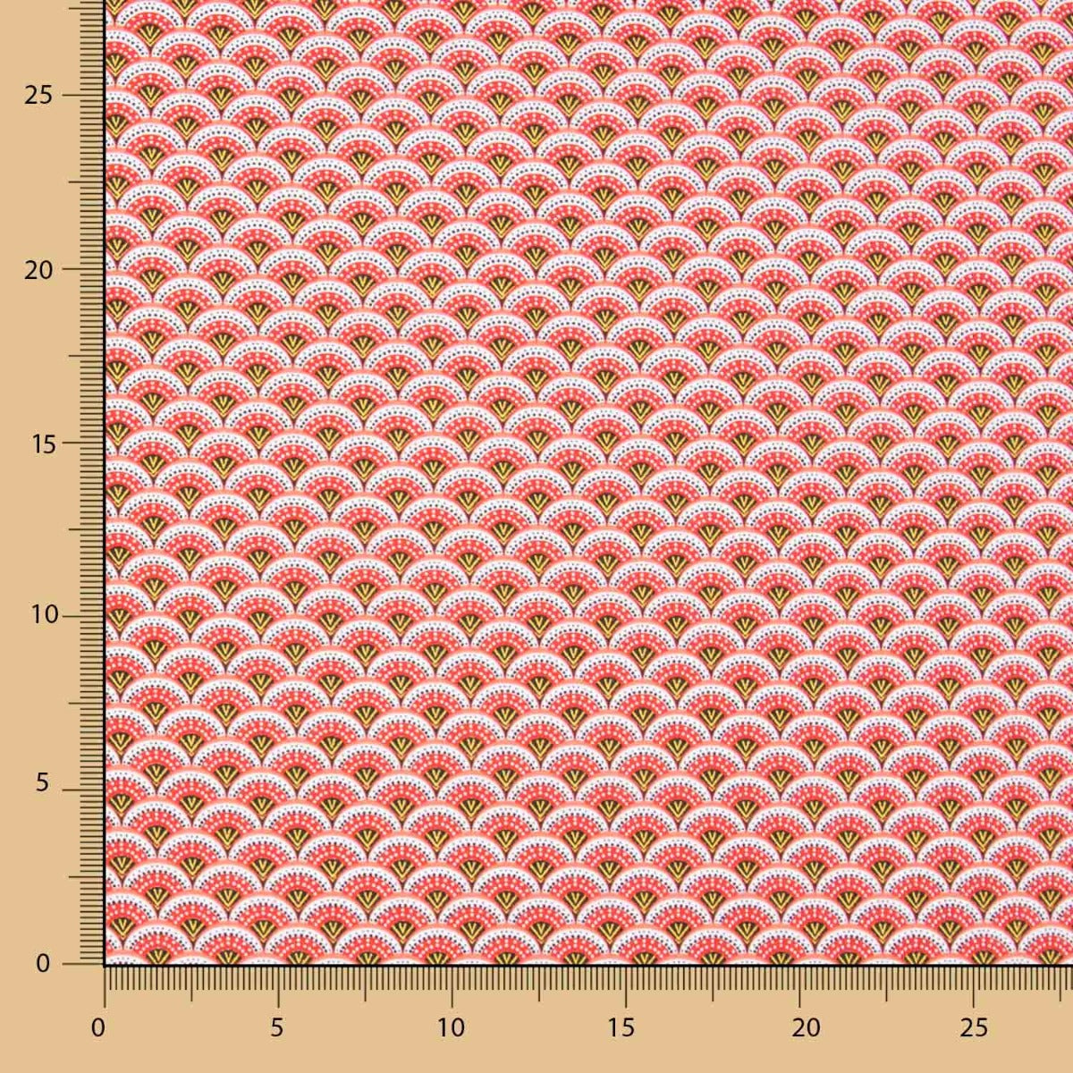 Popelín Algodón Abanico Rojos - Ribes y Casals