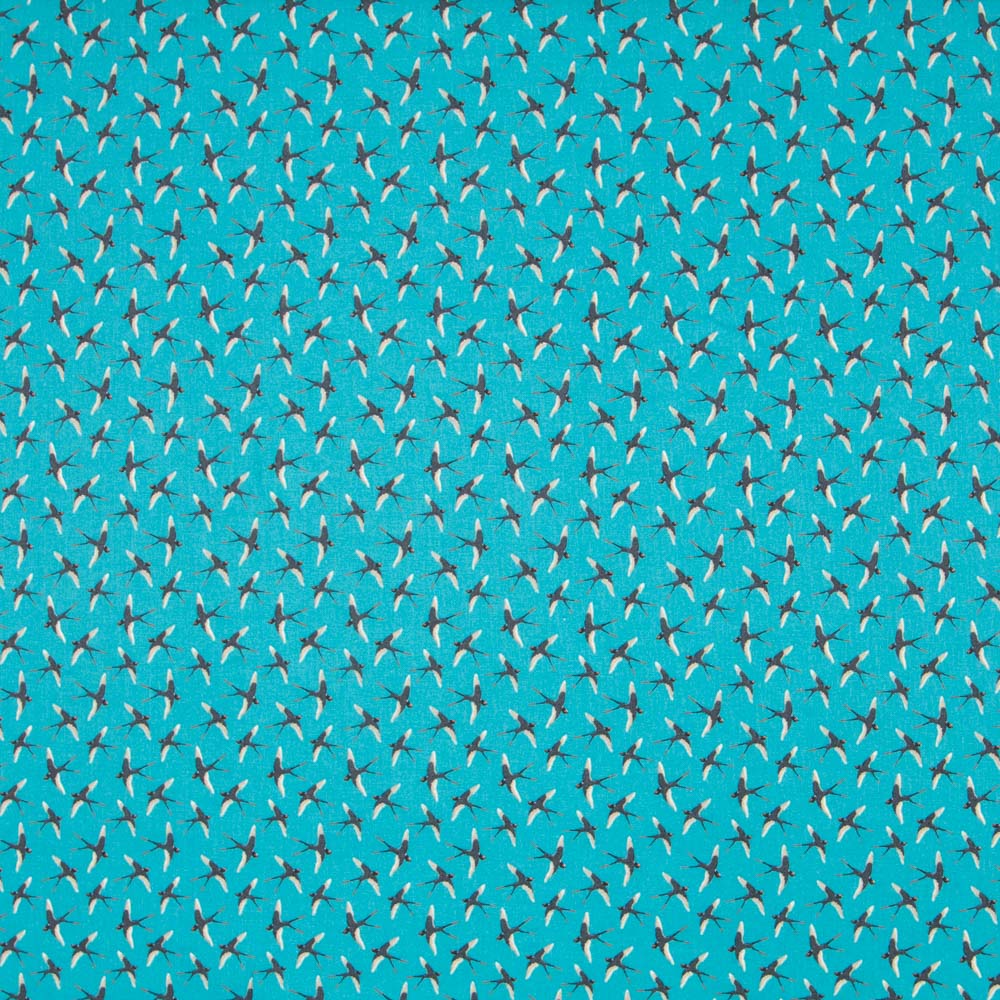 Popelín Algodón Pájaros Aguamarina - Ribes y Casals