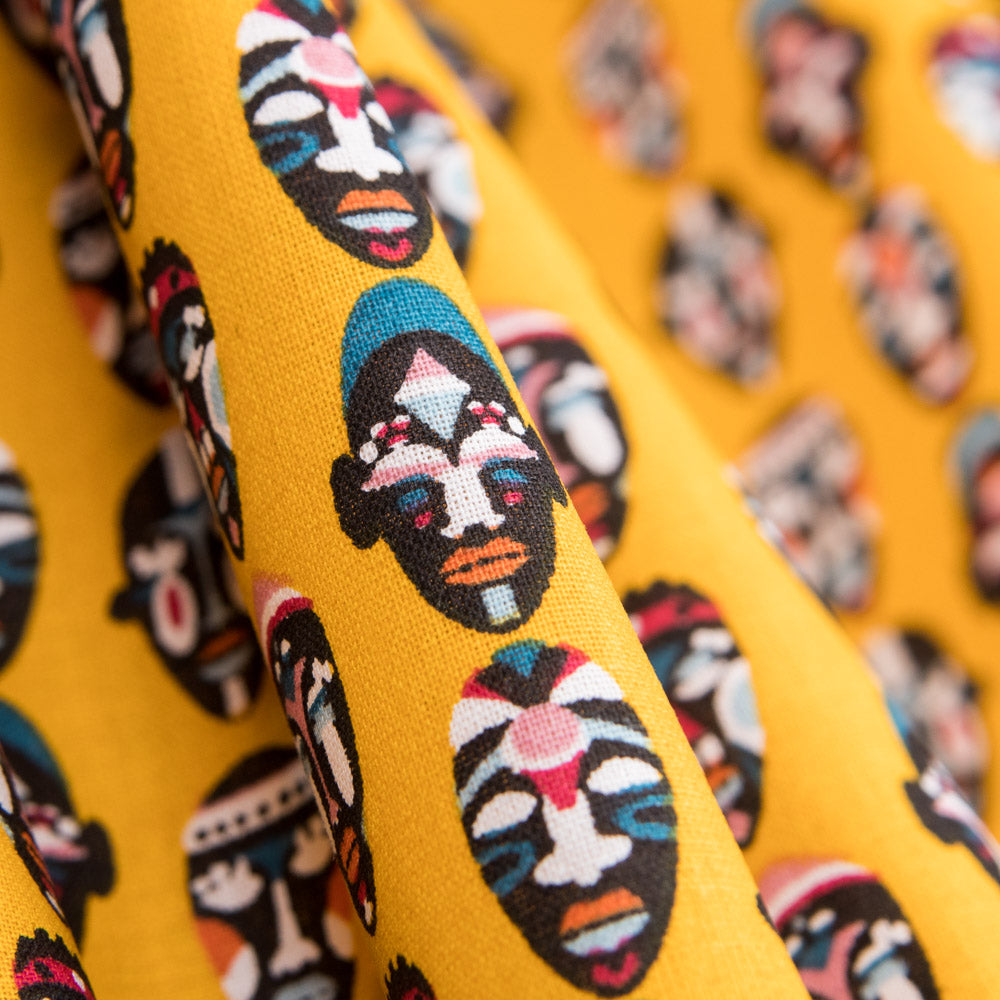 Popelín Algodón Tribus Amarillo - Ribes y Casals