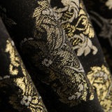 Jacquard Damasco Lurex Preto Ouro - Ribes y Casals