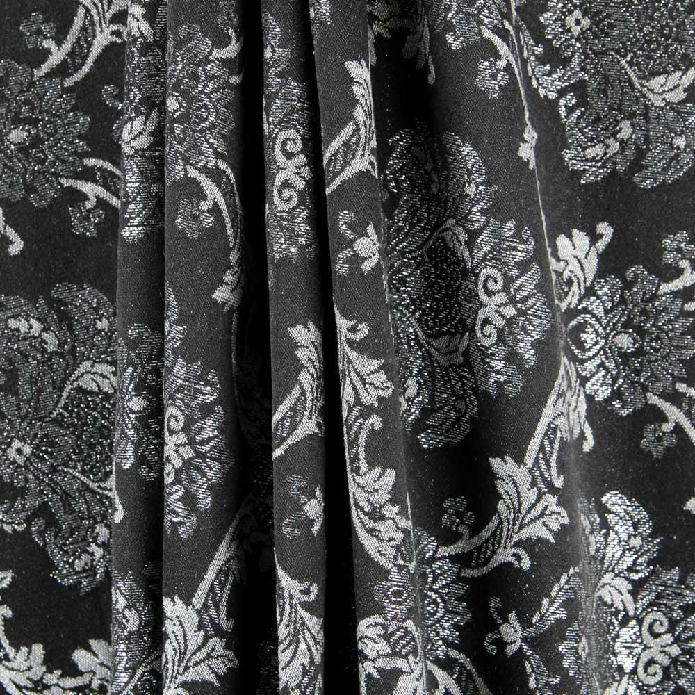 Jacquard Damasco Lurex Preto Prata - Ribes y Casals
