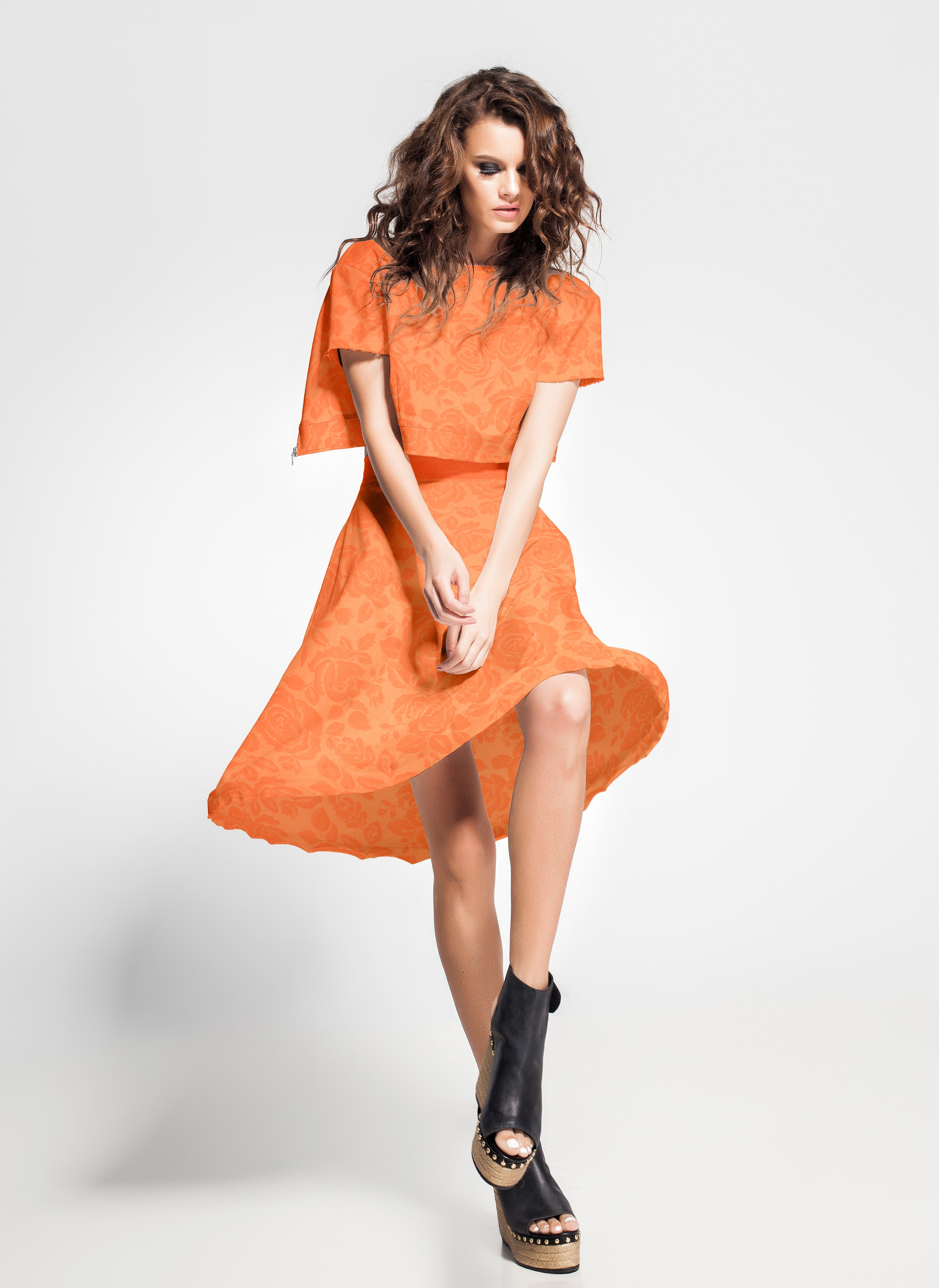 Jacquard Floral Tangerina - Ribes y Casals