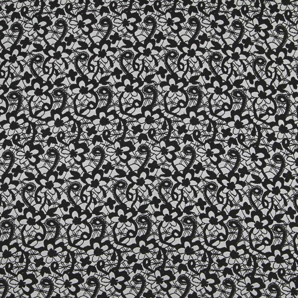 Jacquard Floral Preto Cinzento - Ribes y Casals
