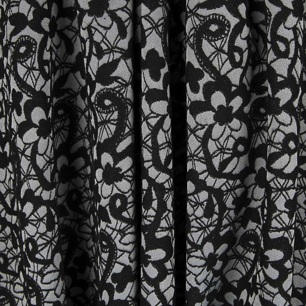 Jacquard Floral Preto Cinzento - Ribes y Casals