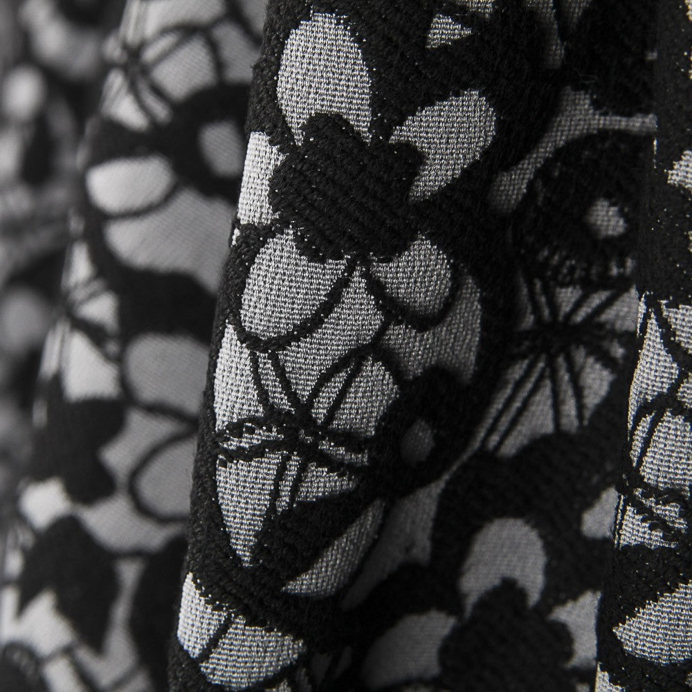 Jacquard Floral Preto Cinzento - Ribes y Casals