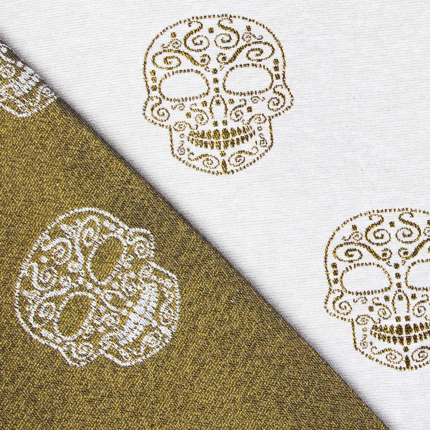 Retal Jacquard Lurex Calavera Cruda Oro 75x140 cm - Ribes y Casals