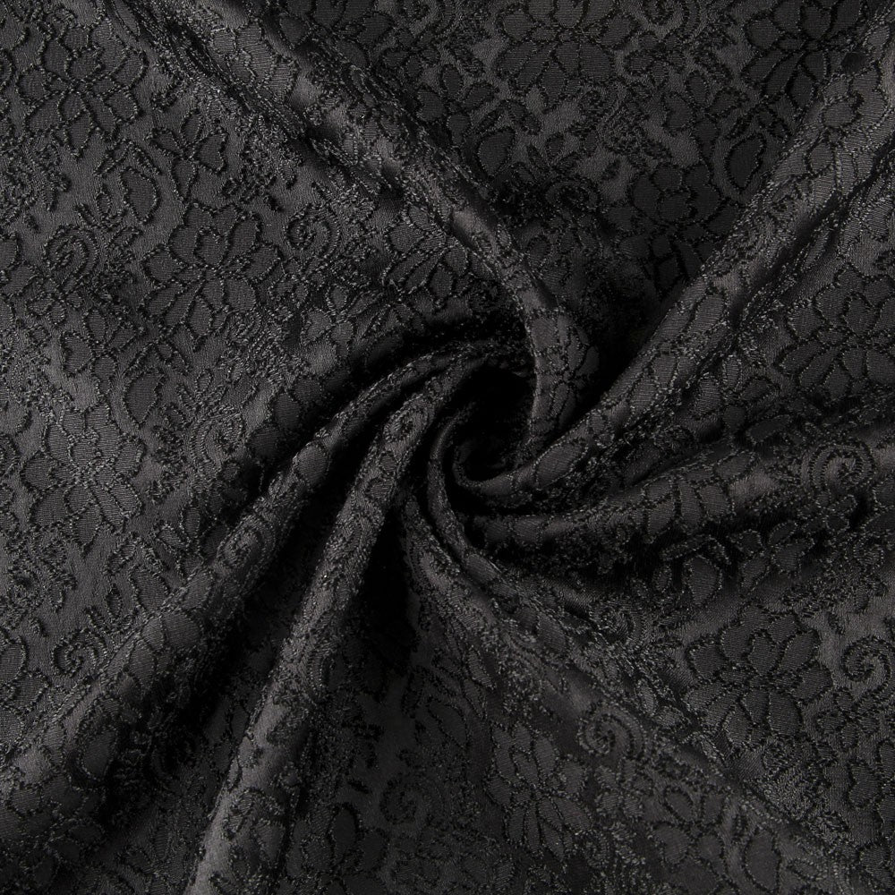 Jacquard Elástano Flor Preto - Ribes y Casals