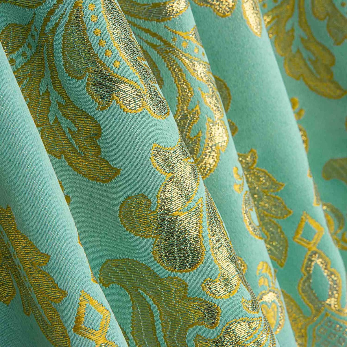 Jacquard Brocado Florencia Azul e Dourado - Ribes y Casals
