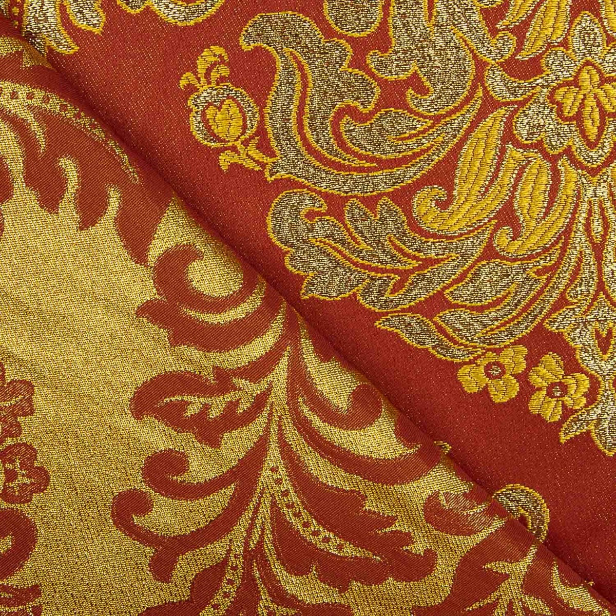 Jacquard Brocado Florencia Granada e Dourado - Ribes y Casals