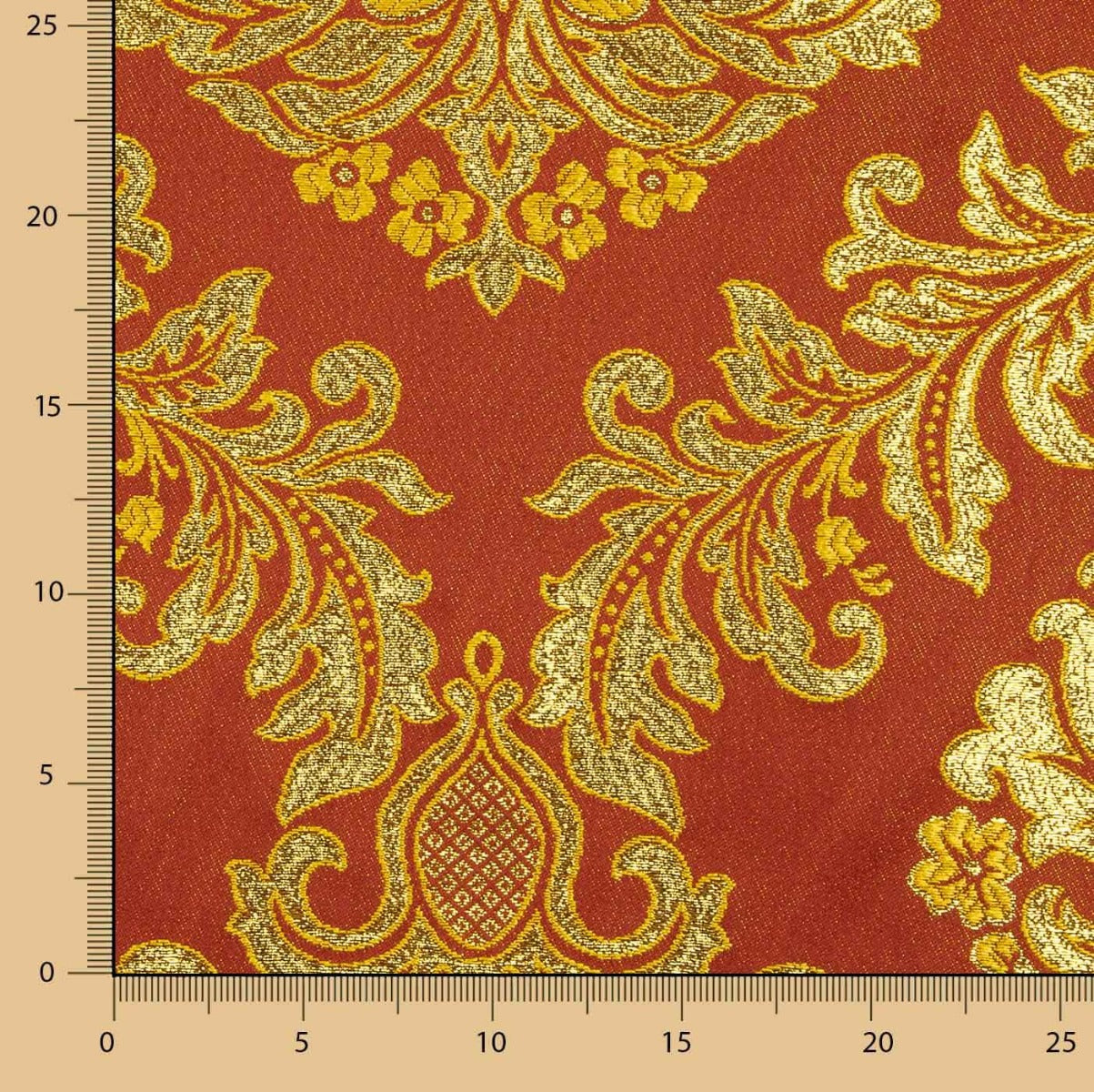 Jacquard Brocado Florencia Granada e Dourado - Ribes y Casals
