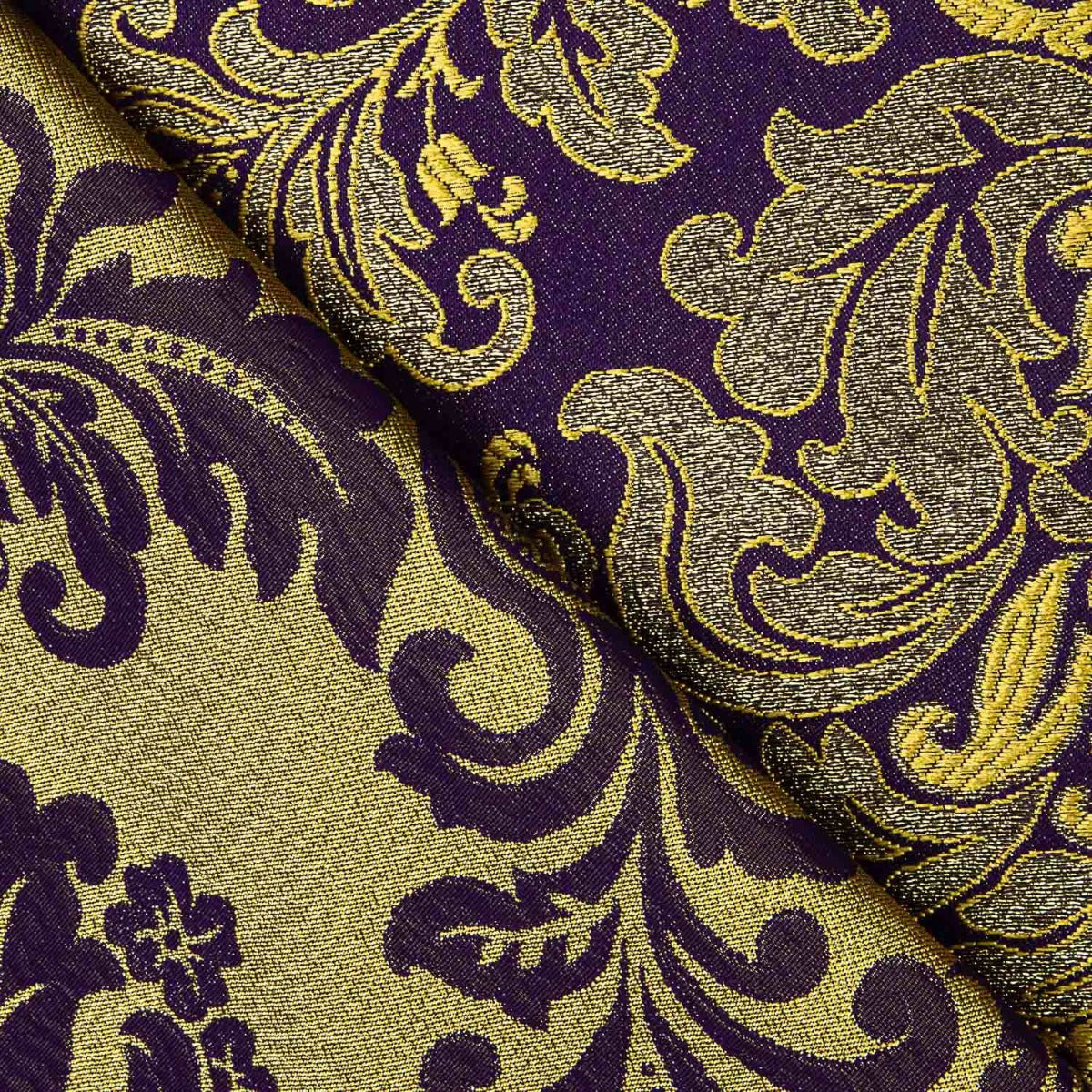 Jacquard Brocado Florencia Roxo e Dourado - Ribes y Casals