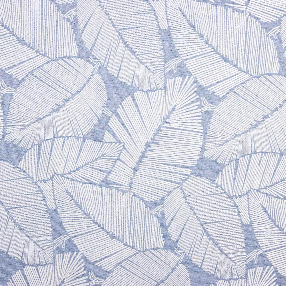 Jacquard Tapeçaria Folhas Anori Azul Denim - Ribes y Casals