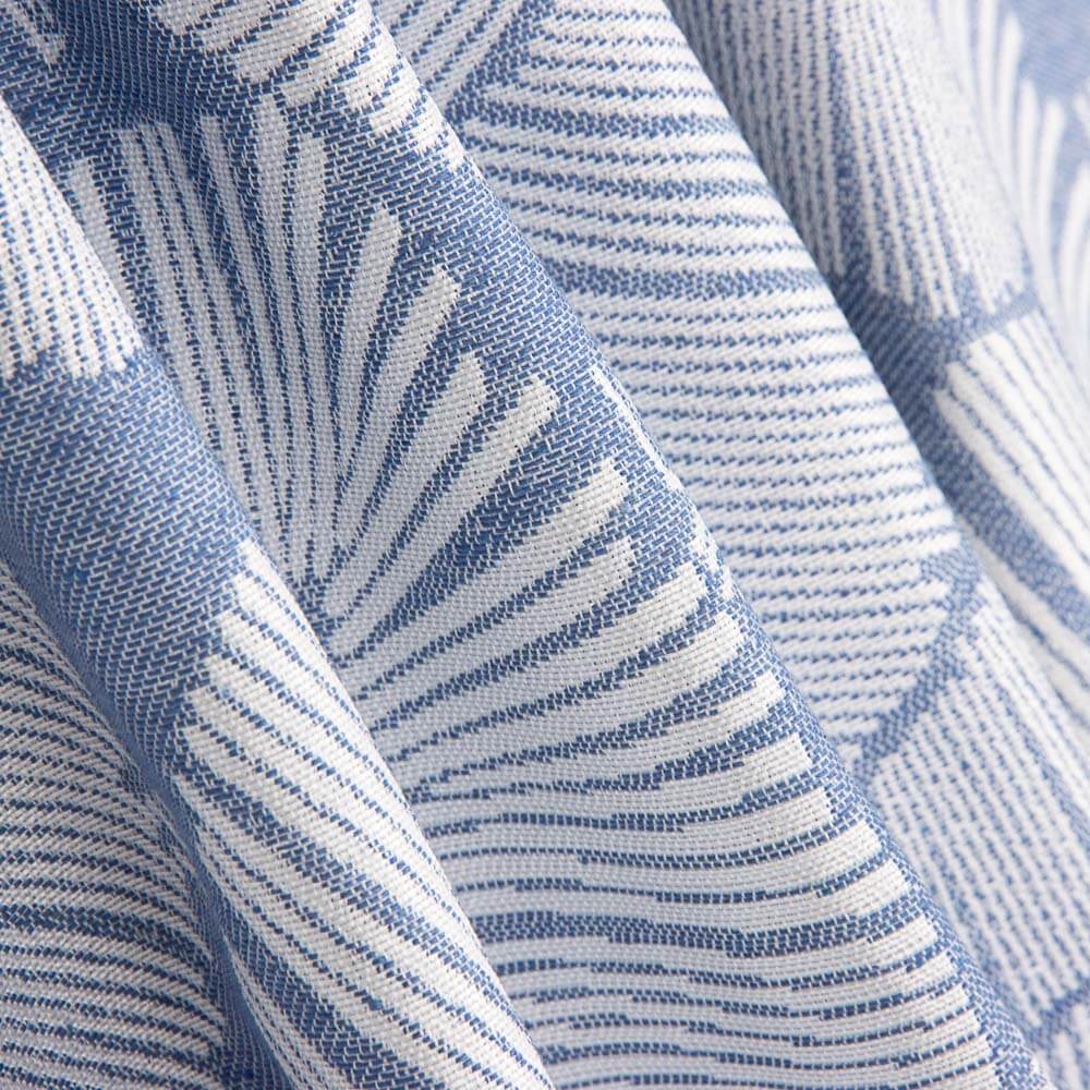 Jacquard Tapeçaria Folhas Anori Azul Denim - Ribes y Casals
