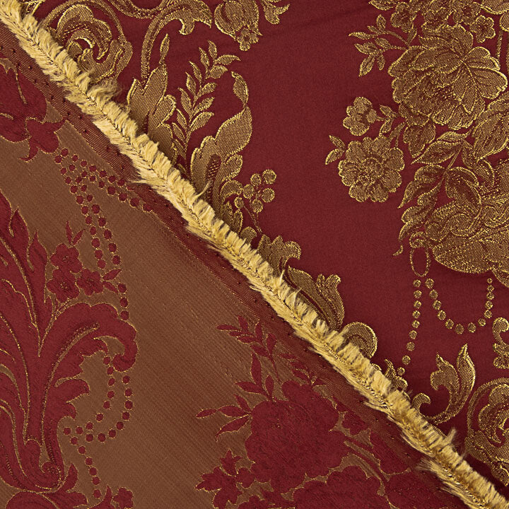 Jacquard floral clássico em grená e dourado - Ribes y Casals